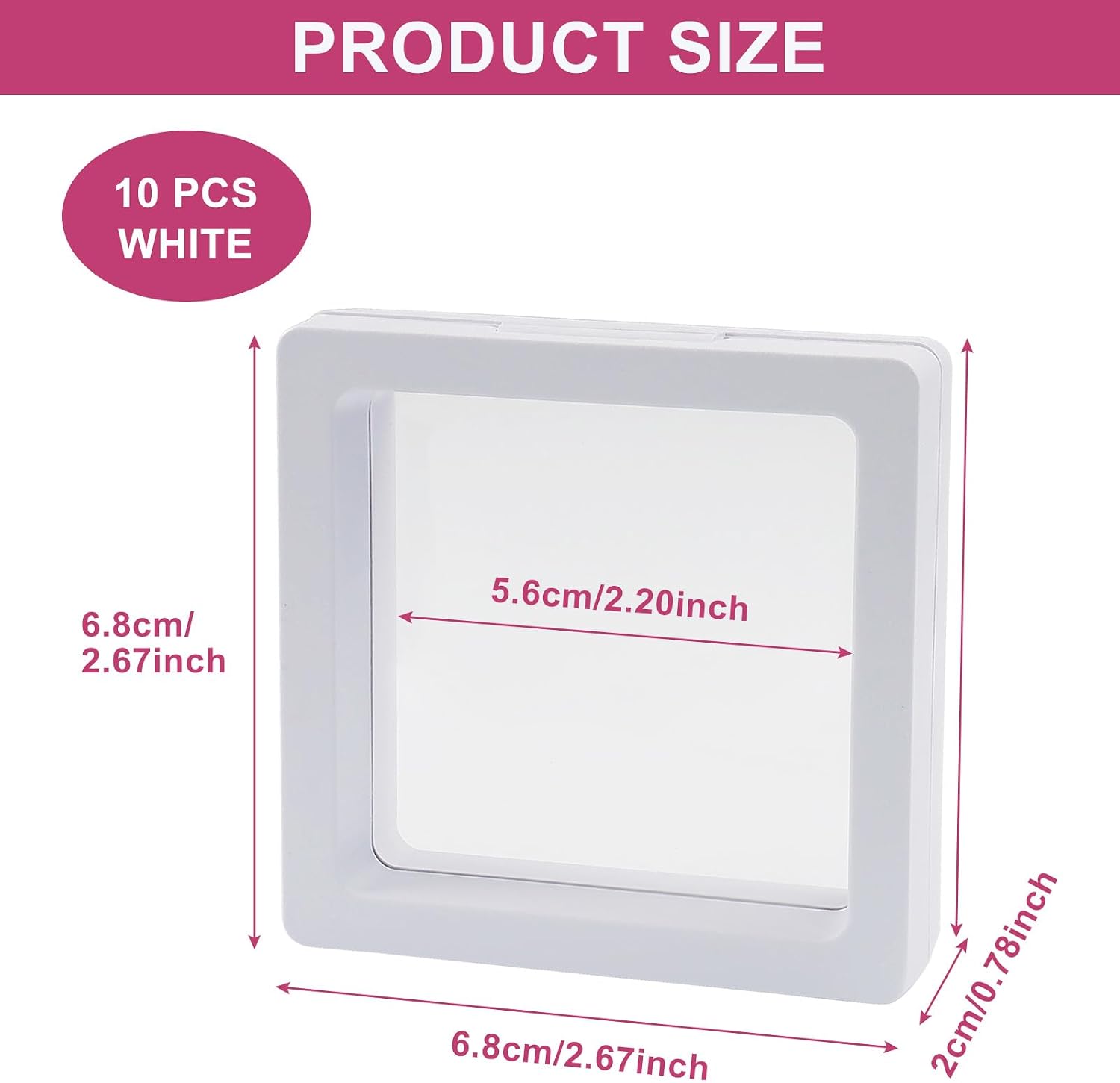 Hitefu 10 Pack Floating Display Case, Black and White Two-Tone image 2