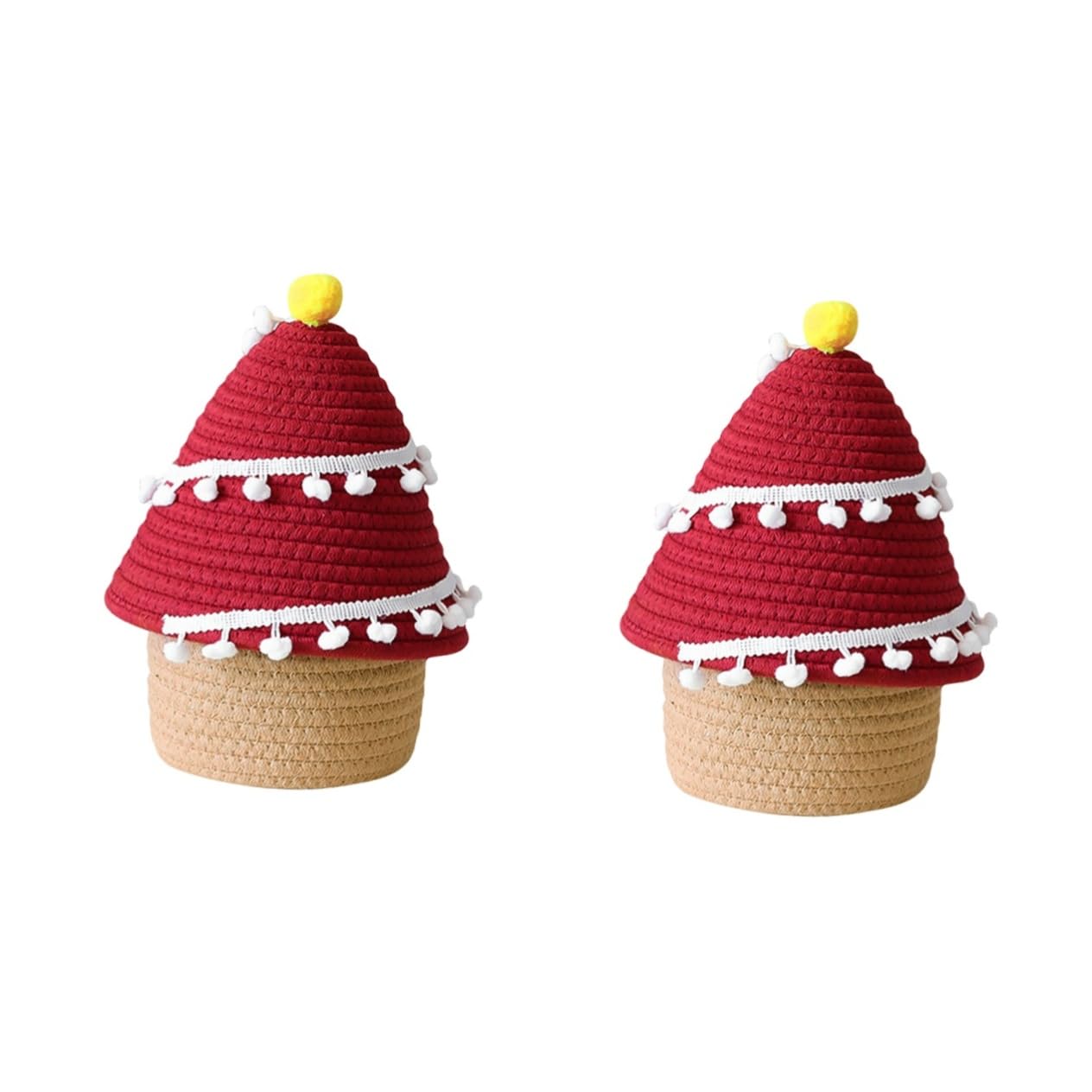 TEHAUX 2piezas Cesta De Almacenamiento Forma De Árbol De Navidad Organizador Decorativo Para Cosméticos Cesta De Hilo De Tapa Accesorios Para Hogar y Decoración Navideña