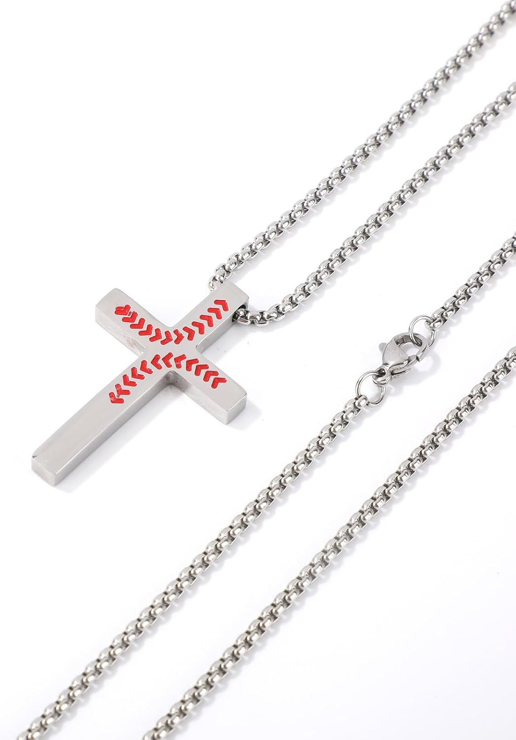 Baseball Cross Necklace for Men, Stainless Steel Bible Verse Pendant Christian Religious Sport Jewelry Chain for Baseball Player Baptism & Confirmation Gifts (Silver) - Image 4
