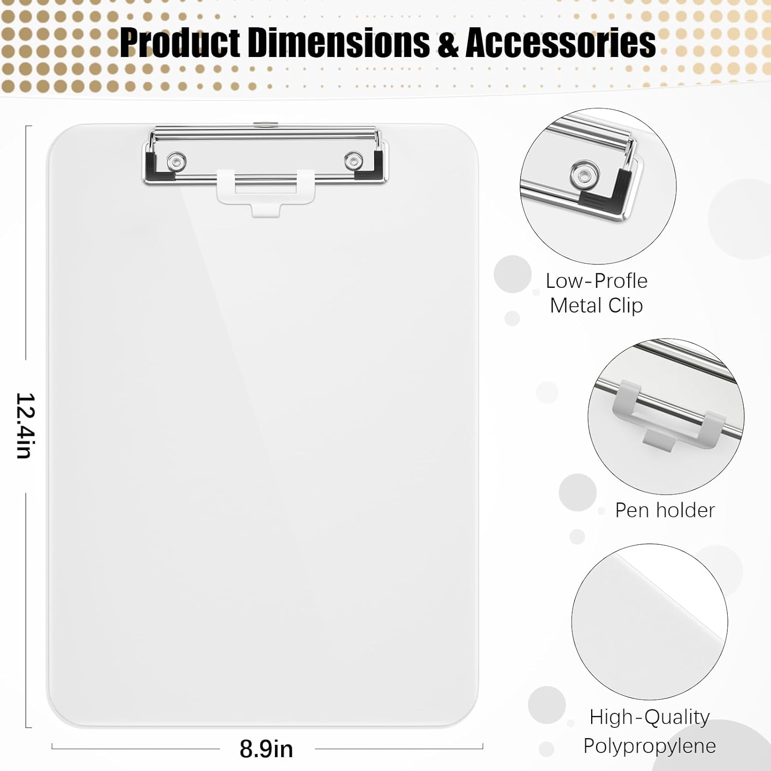 Hongri プラスチッククリップボード 目立たないメタルクリップ付き ファッションデザイン レターサイズ プラスチッククリップボー