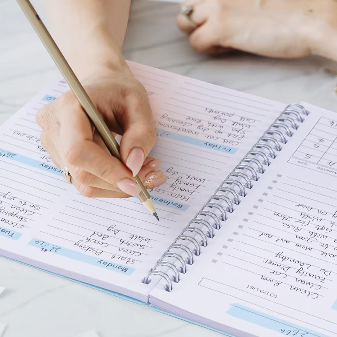 A5 Weekly Planner Notebook, Undated To Do List Notebook Diary, weeks of Daily Planner tracking for Daily life Work, Students (Blue) - Image 3