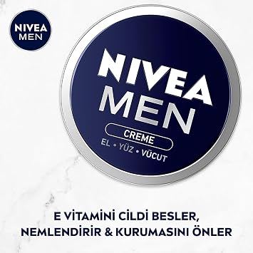 NIVEA MEN Erkek Nemlendirici Bakım Kremi 30 ml, El, Yüz ve Vücut Nemlendirici Krem, Hızlı Emilir, Yapışkan His Bırakmaz, E Vitamini