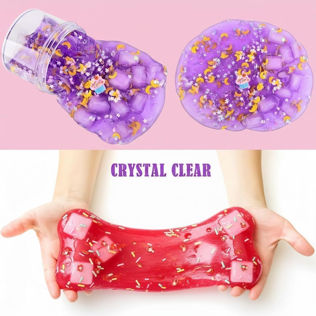 Slime Kit 9 Pack, with 3 Jelly Cube Crunchy Slime and 3 Cloud Slime and 3 Butter Slime, Soft and Non-Sticky, DIY Toys for Girls Boys, Kids Party Stress Relief Toy, Birthday Favor, Surprise Gift