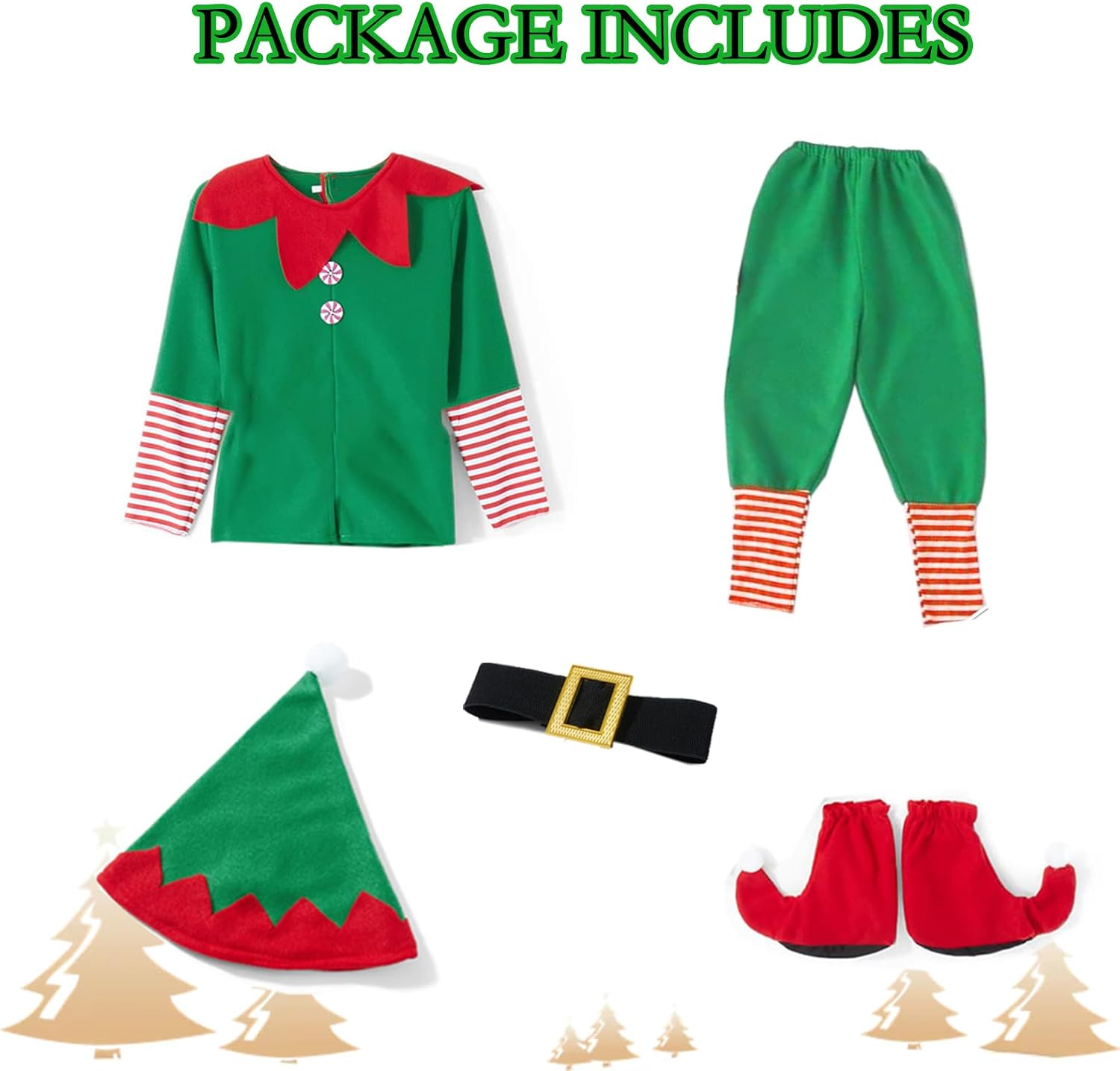 Christmas Elf Costume for Toddler Baby Boys Girls Santa Costume Outfit Xmas Clothes Top +Pants + Hat Cosplay Outfit