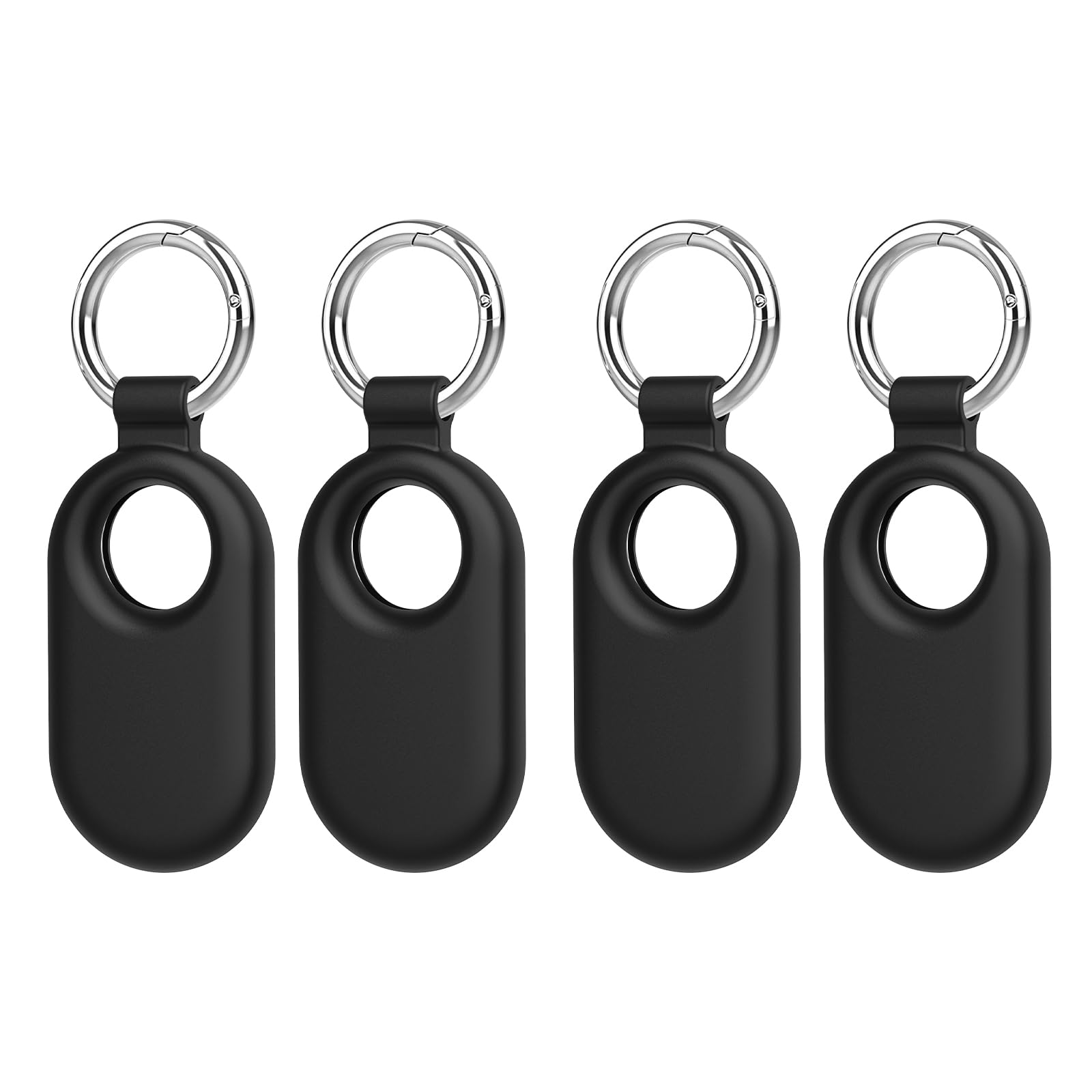MaectechTracker Holder Compatible for Samsung Galaxy SmartTag2 Accessories Tag Keychain Ring Item Finders Case Pack of 4 - Black
