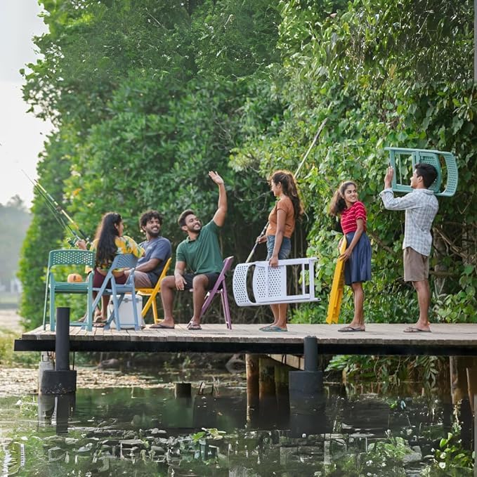 ITALICA Phoenix Folding Chair/Space Saving Chairs/Folding Chair for Balcony, Garden, Patio/Indoor & Outdoor/Sturdy & Durable Chair for Comfortable Seating (White, Set of 1 Chairs, BN) 4 61Bo3blsecL