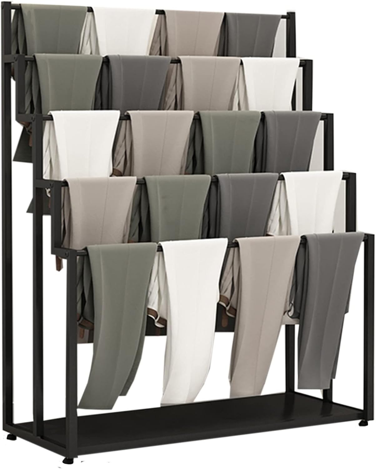 Commercial Multifunctional Display Stand Rack Holder For Scarf/Jeans/Towel/Shawl, Floor Standing Metal Large Scarf Storage Organizer (Black Length80Cm)