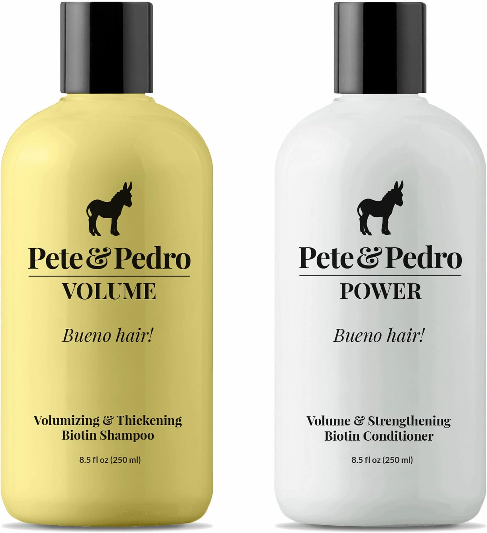 Pete & PedroVolume & Power Hair Care Shampoo & Conditioner Set | Volumizing & Strengthening Biotin & Rice Protein | All Hair Types But Great For Fine or Thinning Hair, Makes Hair Fuller, Thicker, & Healthier | As Seen On Shark Tank, 8.5 oz. Each