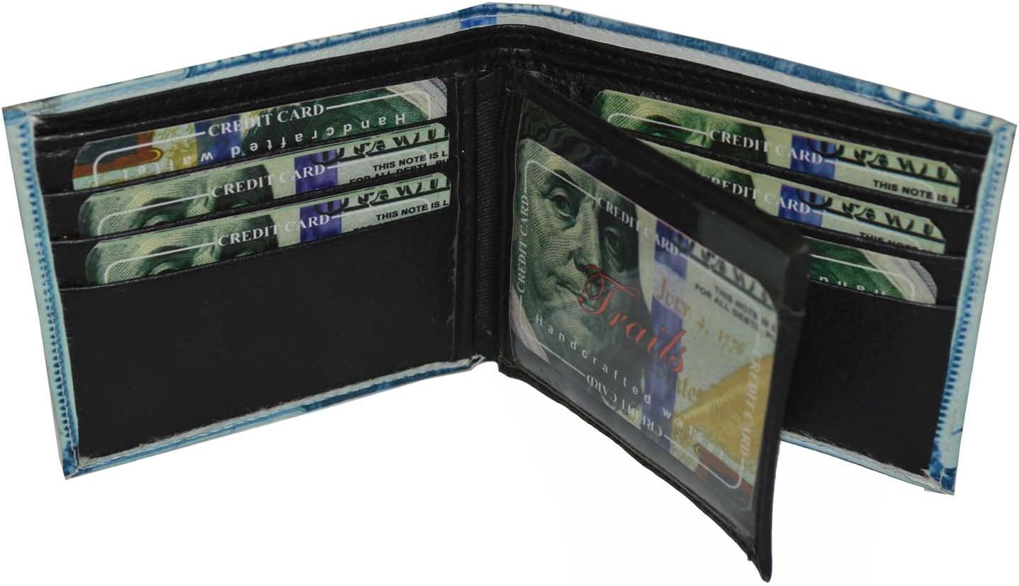 Leatherboss Men's Printed Dollar Bill Bifold Wallet - Compact Size with 6 Card Slots & 2 Money Pockets (100 Dollar) image 3