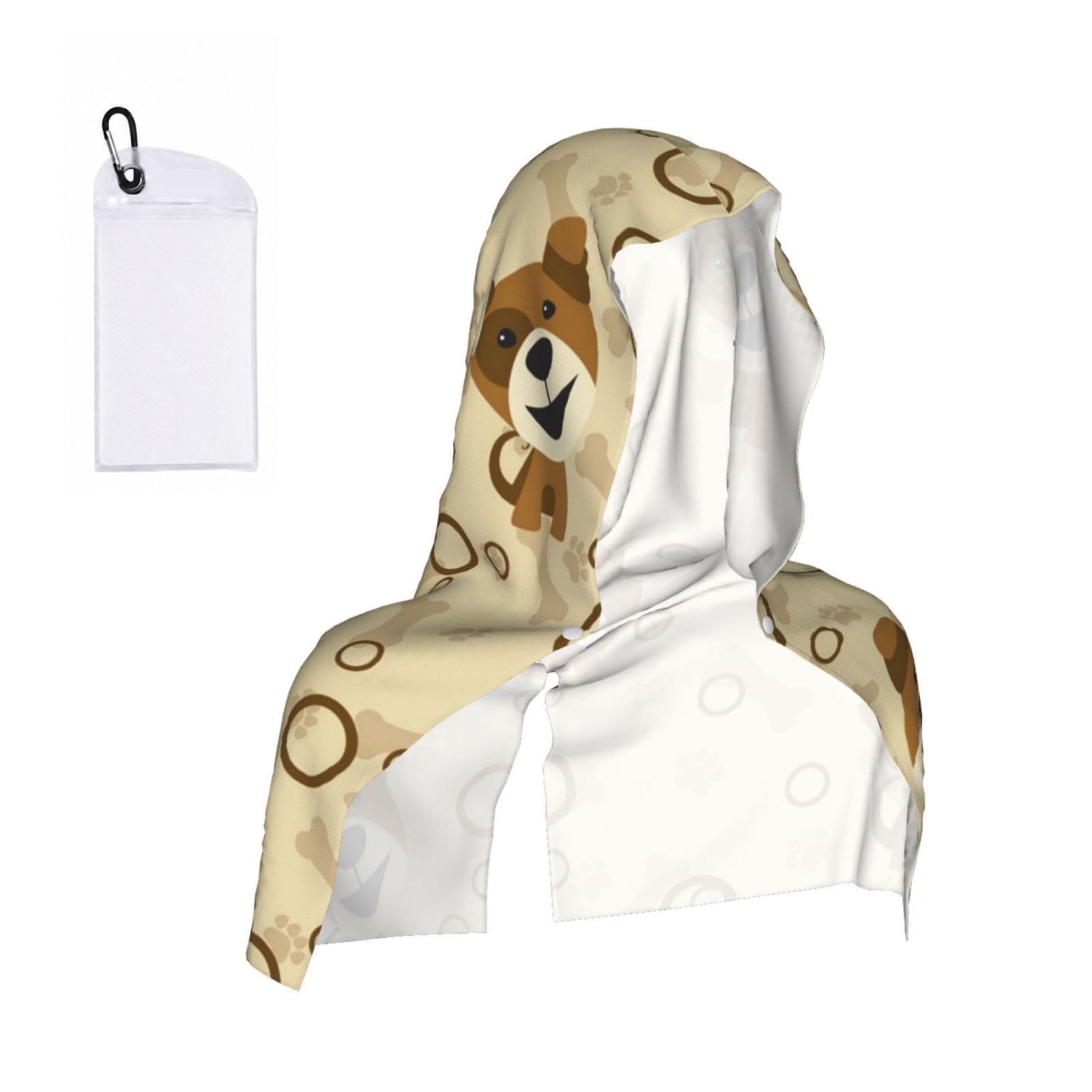 EZDLOWVBA Cartoon Dog Bone Print 2 Pack Cooling Hoodie Towels,Sports Headscarf, Neck Wrap Scarf,Breathable Cooling Towel For Neck And Face, Travel, Swimming, Training