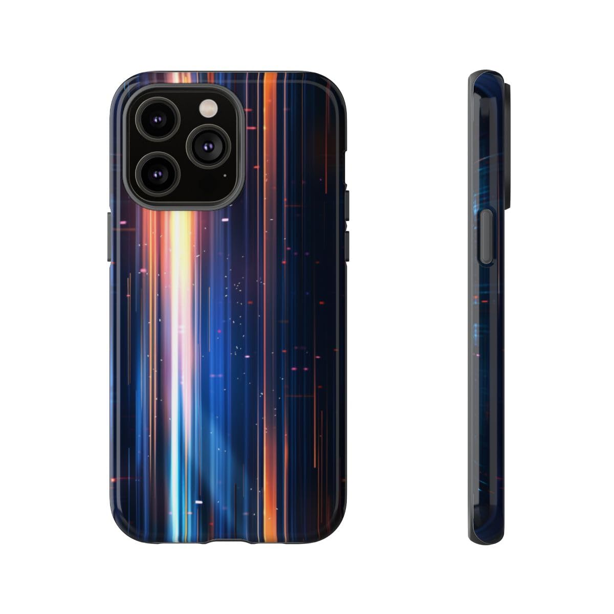Coque iPhone 14 Pro Max bleu brillant à faisceaux lumineux verticaux - 5