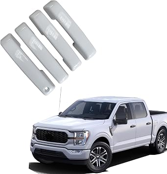 NINTE Door Tailgate Handle Covers Trim ABS Painted for Ford F150 2021-2026/ F-250 F-350 F-450 F-550 Super Duty 2023-2026 Crew Cab 4 Door No Smart Hole No Keyhole, White
