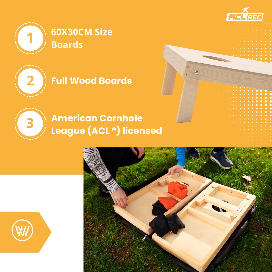 Cornhole Set Mini - Wicked Wood - 60x30cm - Inklusive Säckchen und Tragetasche
