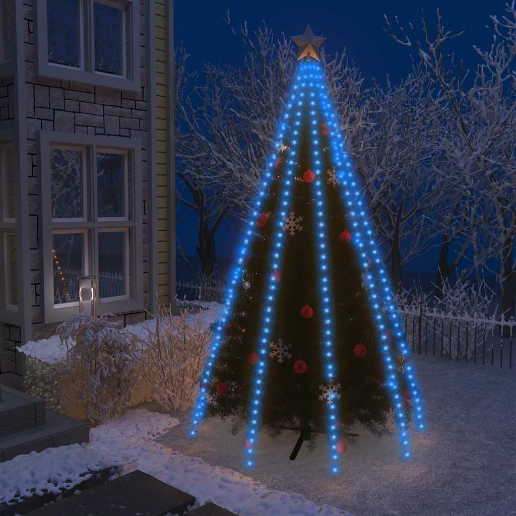 Weihnachtsbaum-Lichternetz mit 400 LEDs Blau, 400 cm, PVC Material, 10 Lichterketten mit USB Anschluss, wasserdicht für Innen und Außen