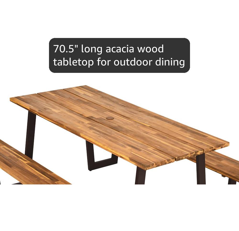 Amazon.com : Giantex Picnic Table Bench Set for 6 or 8, 70.5