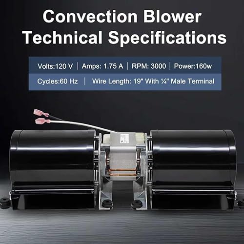 Miniatura 2 de Criditpid Soplador de convección BM-1288 para estufa de pellets Englander 25-CB120, 25-CBPAH, 25-SSP01, motor de soplador para conjuntos de