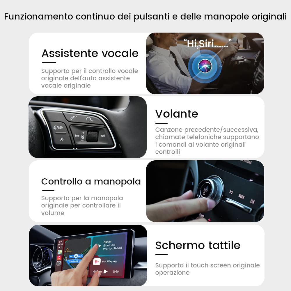 Carlinkit 2026 Nuovo Aggiornamento 5.0 2Air Adattatore, Porta Wireless CarPlay/Android Auto, Plug-and-Play, Connessione Senza Fili