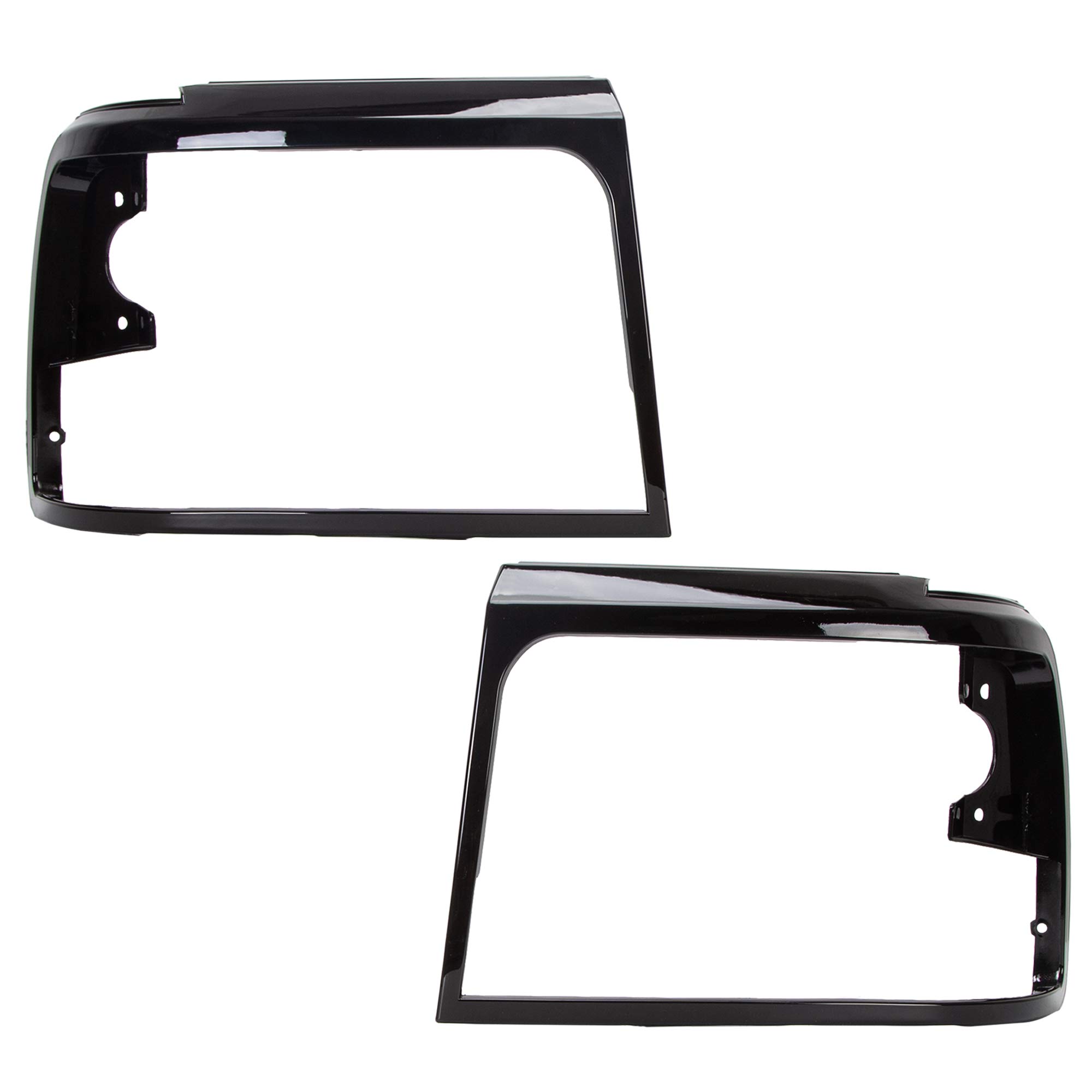 HECASA Headlight Bezels Trim Black Compatible with 1992-1996 Ford Bronco F150 Truck 1992-1997 Ford F250 F350 F450 Truck LH&RH Pair Headlamp Door Set
