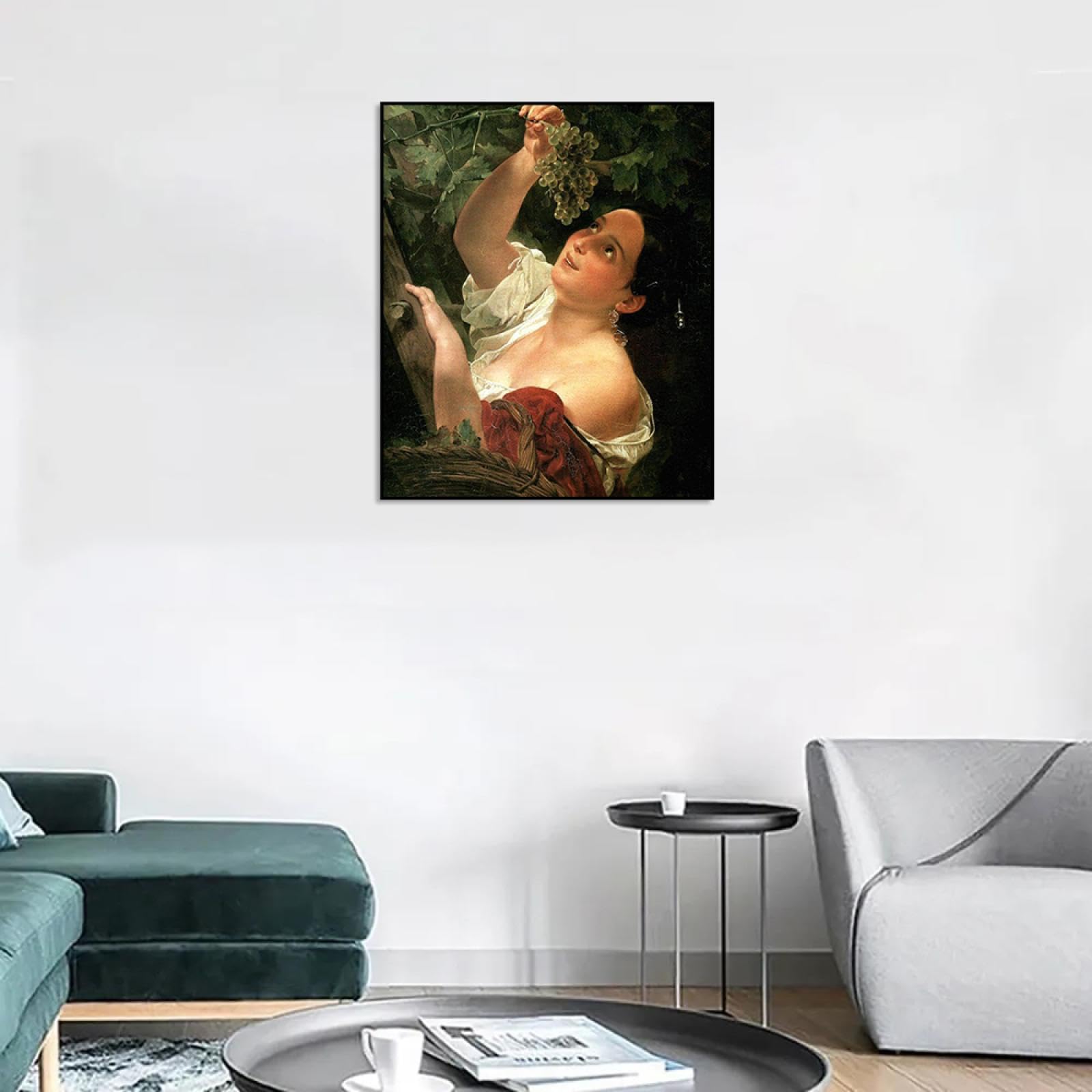 LXURY Karl Bryullov zdjęcia włoskie południe słynna sztuka ścienna wydruk na płótnie plakat artystyczny do dekoracji wnętrz 60 x 72 cm czarny oprawiony