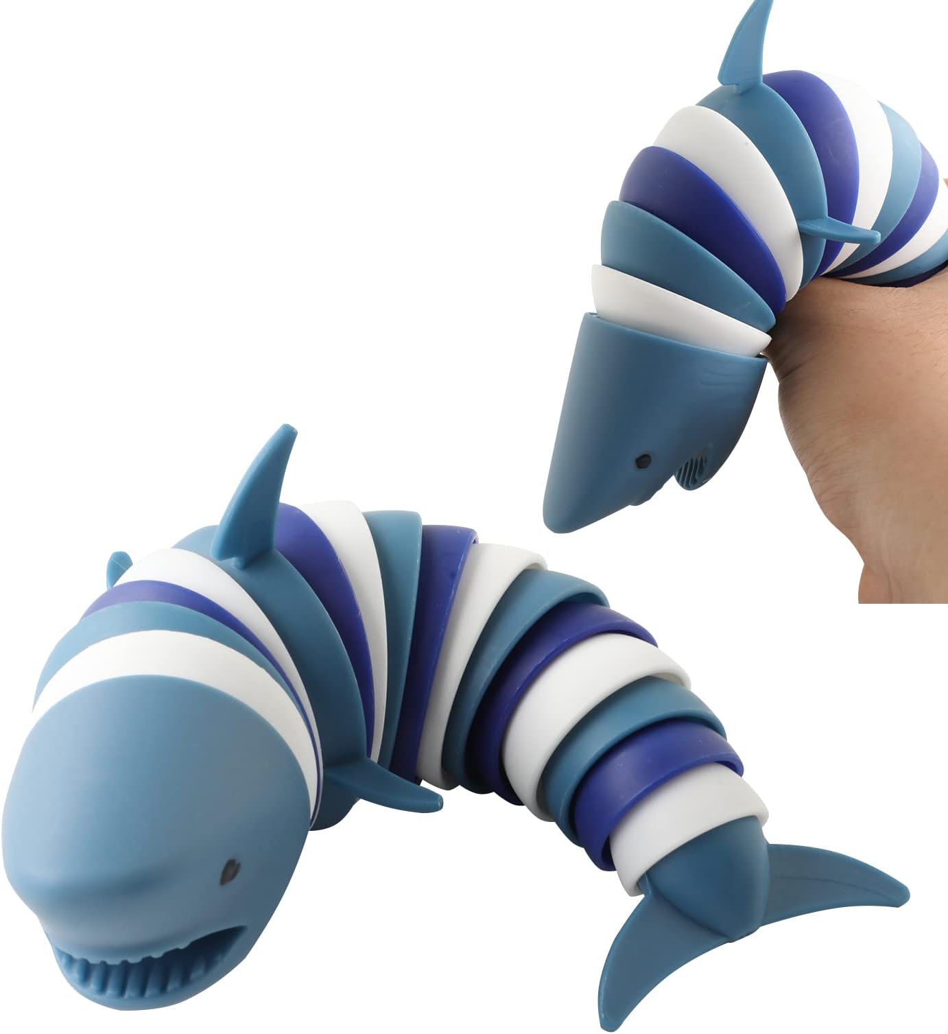 Fidget Slug Toy,3D Articulated Stretch Shark Stress Reliever Hand Toy, Sensory Stress Relief Toys for Adults and Kids, Pressure Relieving and Anti-Anxiety Office Desk Toys(Multi-Color)