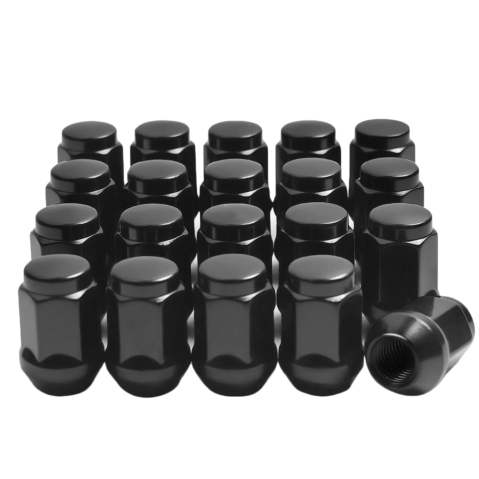 Nakrętki do Kół dla Dodge Challenger Charger, dla Forda Mustanga, 20 szt. nakrętek M14x1,5 czarnych, 19mm, sześciokątnych, 35mm