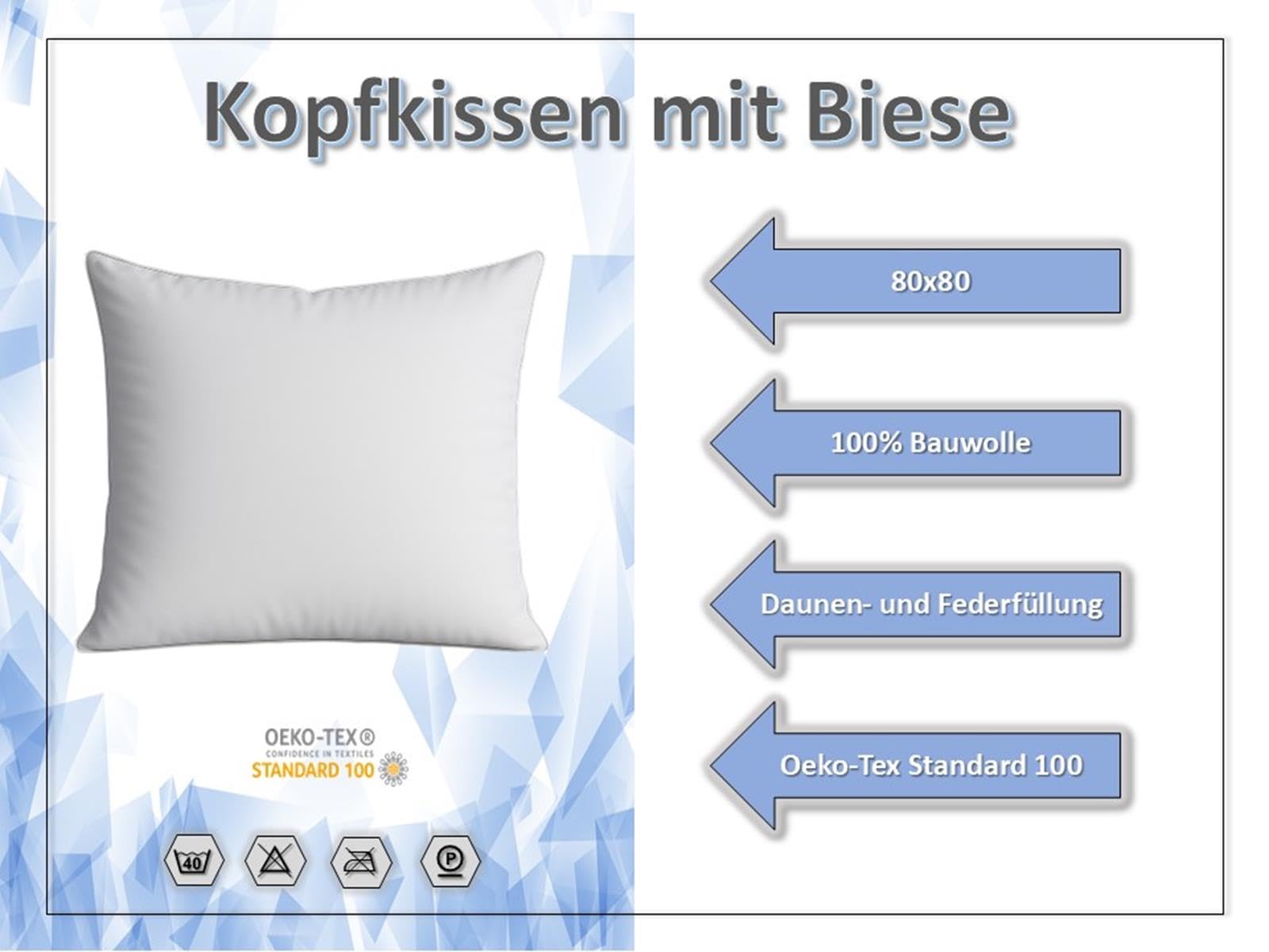 TM Maxx Kissen Paradekissen Federnkissen Omakissen Größe (80x80cm, 3000Gramm) sehr Dickes Kissen