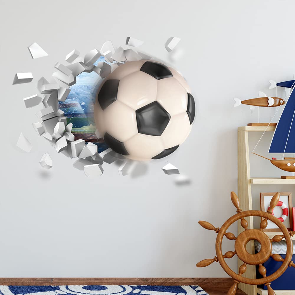 YunBey Stickers Muraux Football, 3D Autocollant Mural pour Chambre Garçon, Poster Football en Vinyle Decoration pour Chambre de Bébé, Salon, Couloir