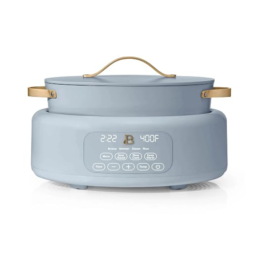 Beautiful 10-in-1 Electric Multi-Cooker, 6-Quart Capacity, 7 Preset Functions, Sauté, Slow Cook, Braise, Steam, Dishwasher Safe, Oven Safe, Durable Stainless Steel Handles (Lavender)