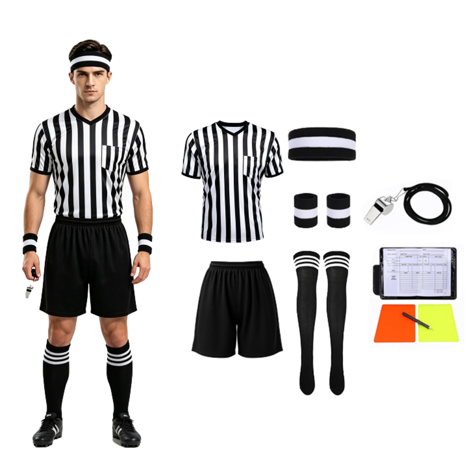 ILLOMEEGOOS Men's Referee Costume Official Football Referee Shirt Outfits