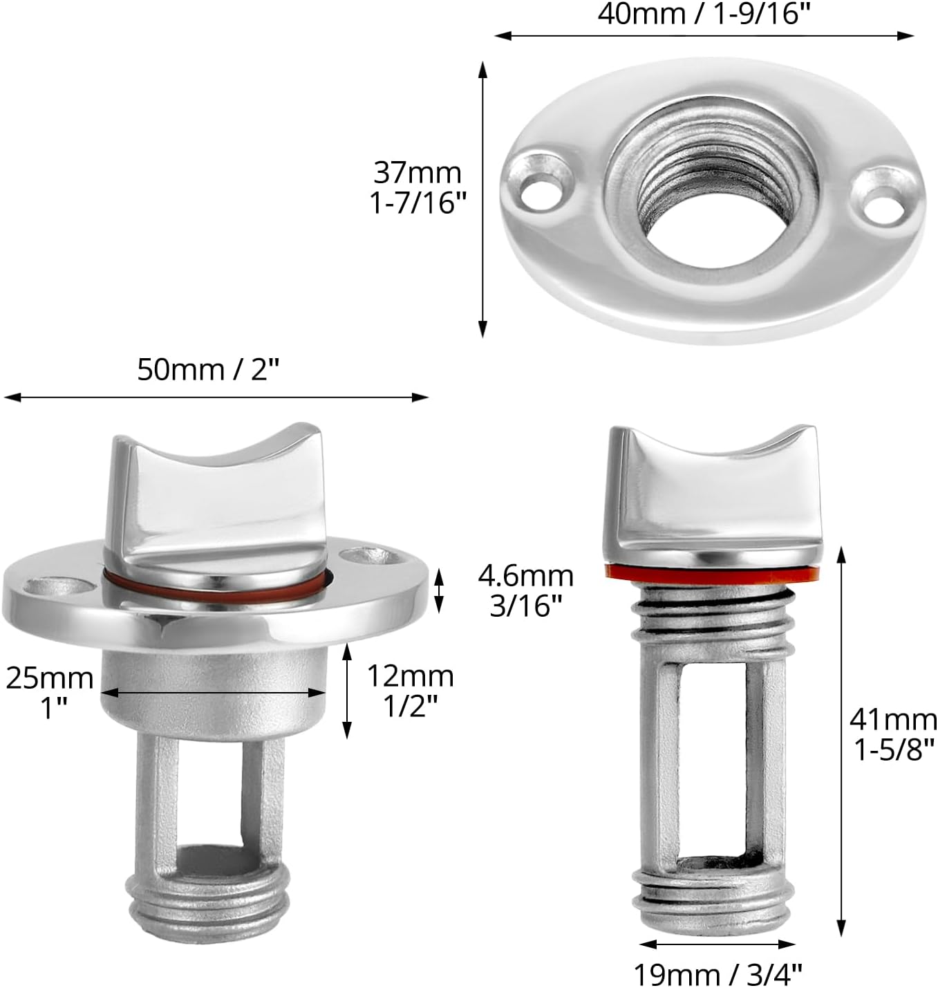 QWORK Marine Drain Plug Kit – 316 Stainless Steel 4-Pack Boat Drain Plug with Waterproof Seal Ring, Fits 1-Inch Hole, 3/4-Inch Thread, Anti-Corrosion for Bilge Drainage, Transom, Yacht, Fish Well