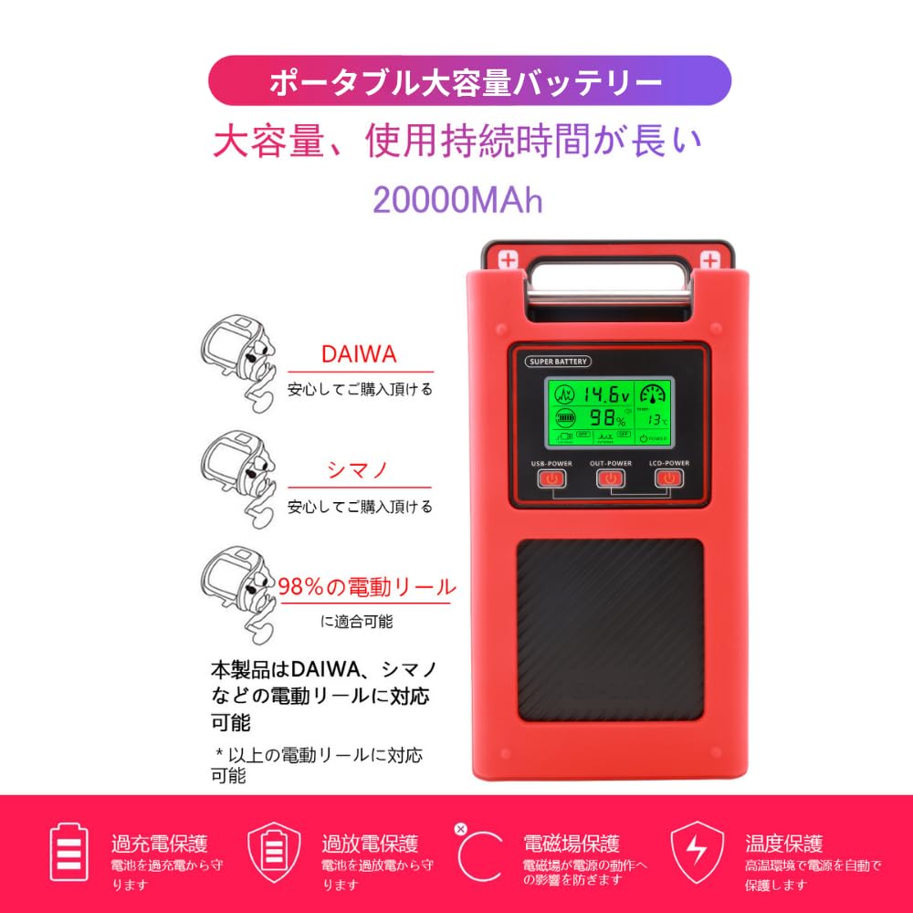 Amazon | DNYO 電動リール用リチウムバッテリー！USB スイッチ + 電力