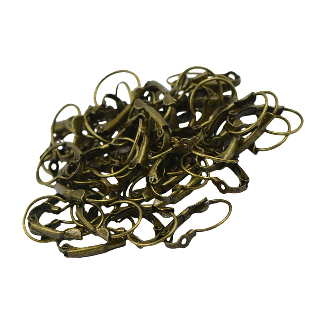 B Baosity 100 Pieces Brass Lever Back Earring French Hook Ear Wire Earwires 19.5x12.5mm for Jewelry Making Earrings Findings - 7 Colors Available