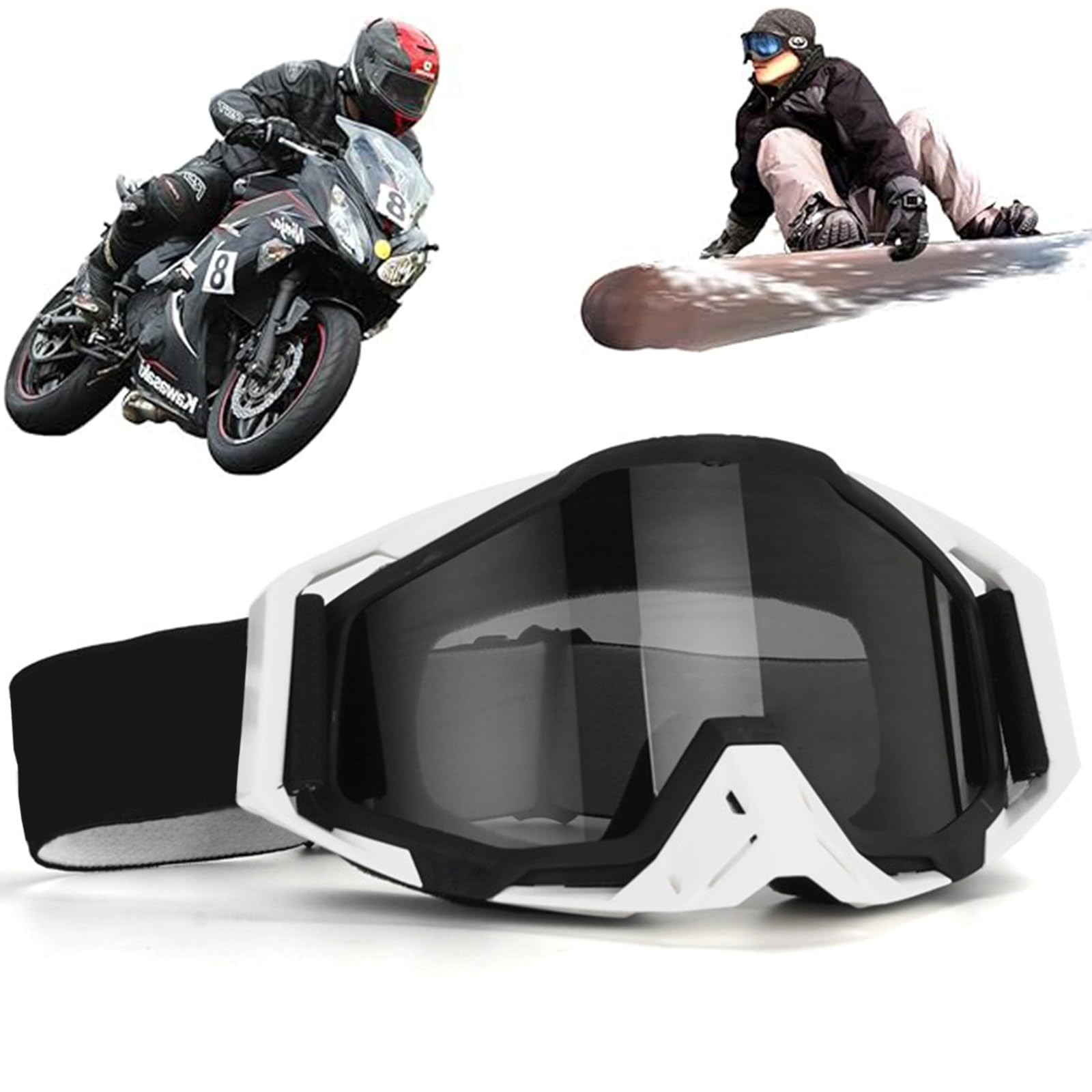Occhiali da motocross, antivento, anti-polvere, occhiali da motocross, occhiali da sci, anti-appannamento, anti-appannamento, occhiali da sci, occhiali da corsa, per ciclismo, corsa di fondo, ATV, UTV