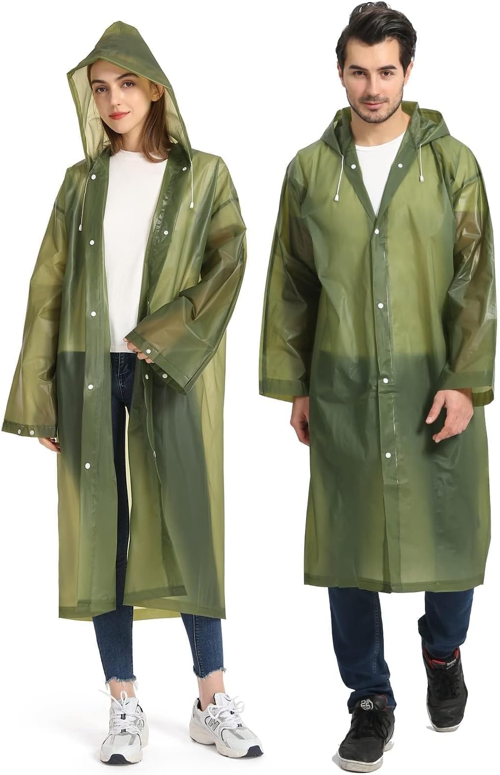 Bukela 2 Pack Raincoats for Adults Reusable, EVA Rain Ponchos Lightweight Rain Coat Waterproof Rain Gear for Men and Women