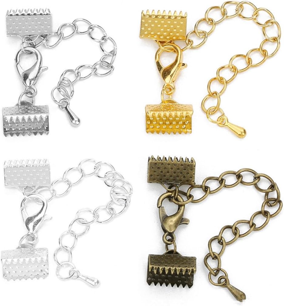 10 Pcs Silver Iron Cord Ends for Necklaces and DIY Jewelry Making