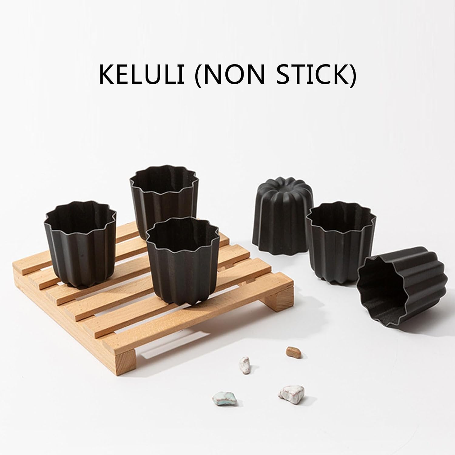 bakeware sets 6Pcs Nonstick Canneles Cake Molds Muffins Tray High Temperatures Resistant Baking Tool for Cakes Puddings and Mousses