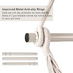 Hammock Chair, Large Hanging Chair, Soft Cotton Rope Swing Chair with High Load-Bearing Metal Rod,Indoor Outdoor Garden Yard Living Room Beige