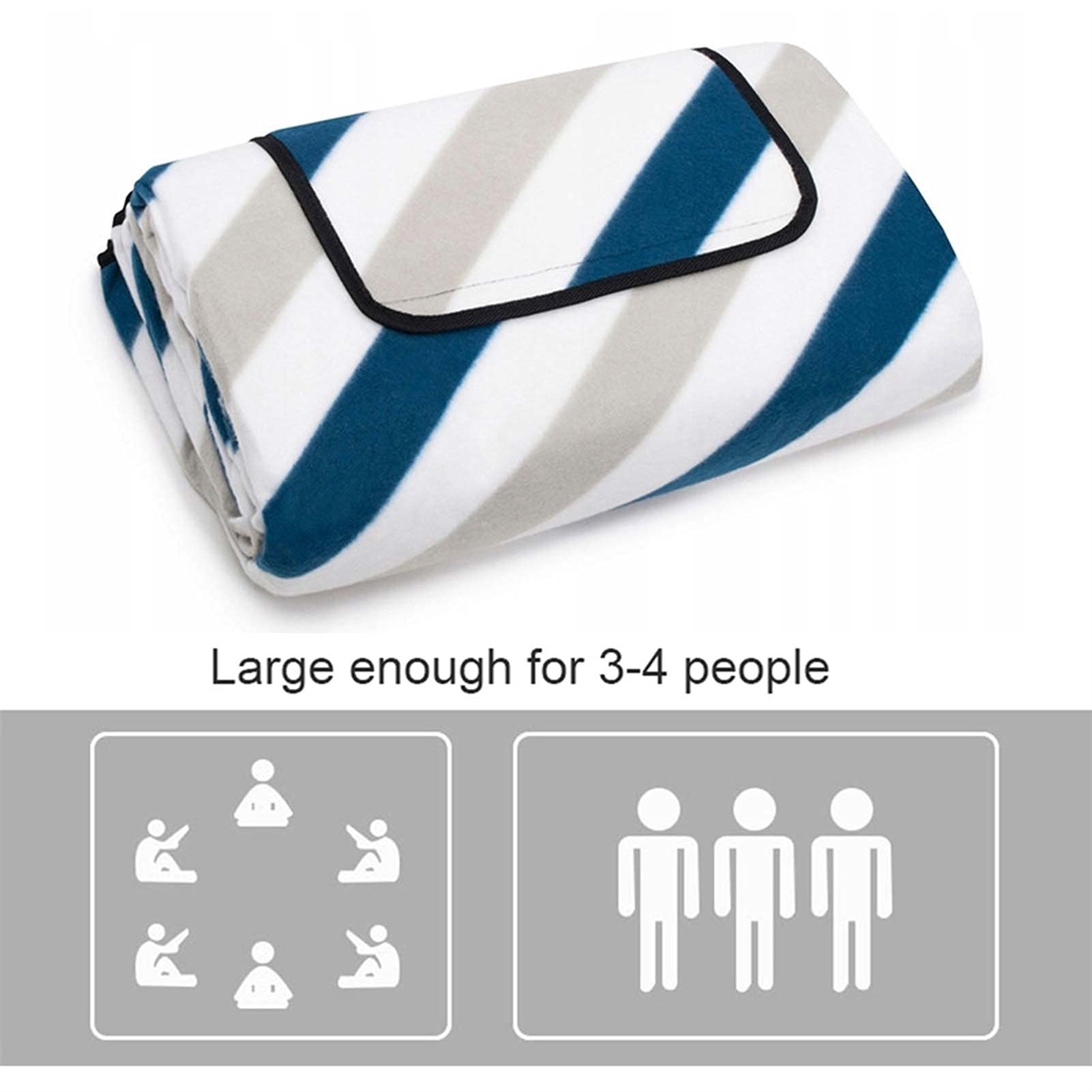 Couverture de Pique Niques, Natte de Plage Imperméable, Tapis Pique Niques Nappe Picnic pour Extérieur Camping Parc Cour (Color : Blue Stripe, Size : 150x200cm)