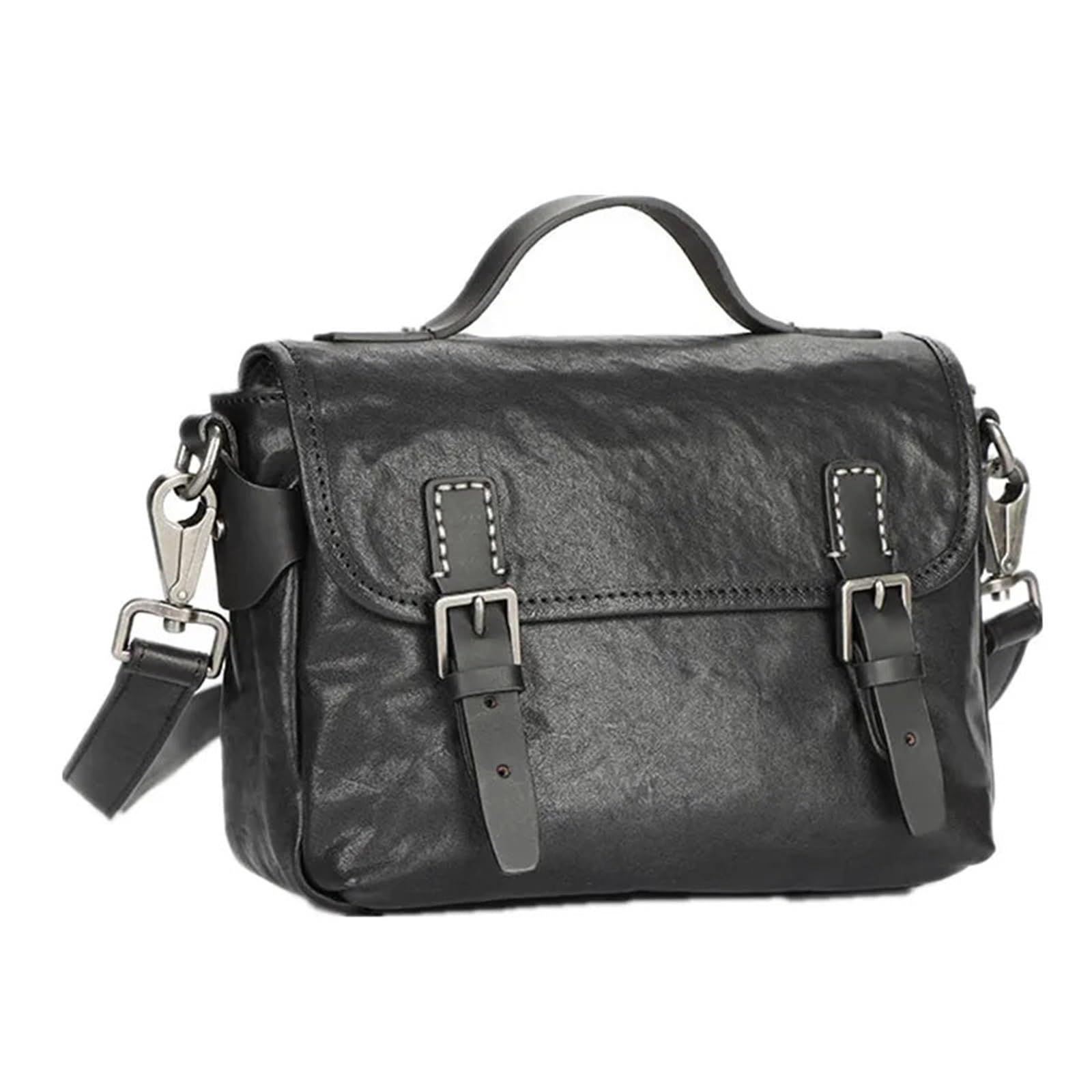 Bolso bandolera informal de cuero genuino for hombre, bolso hombro diario al aire libre for adolescentes