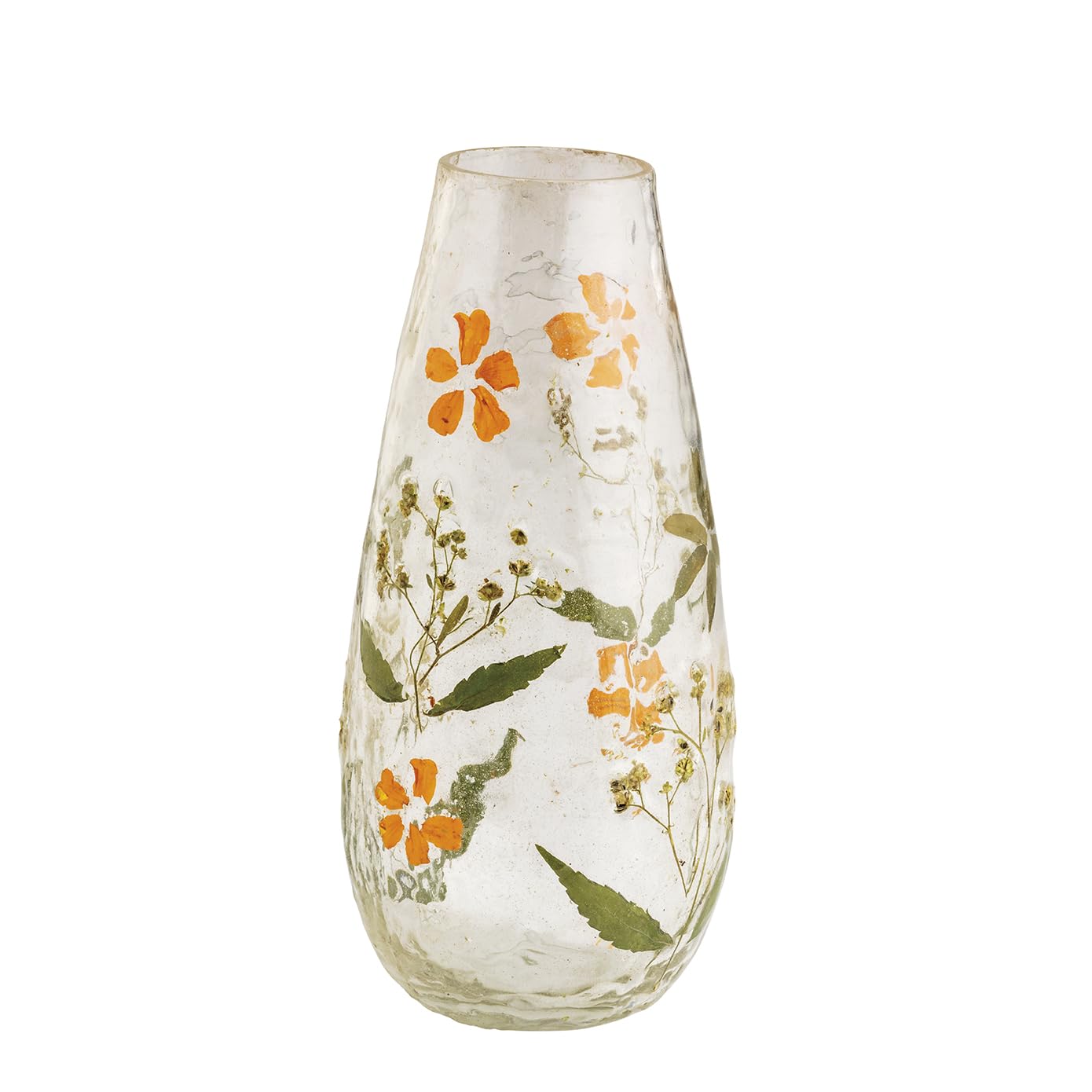 View 1 of [the outer layer is cracked] Mud Pie Glass Pressed Flower Bud Vase, 7"x3"Dia