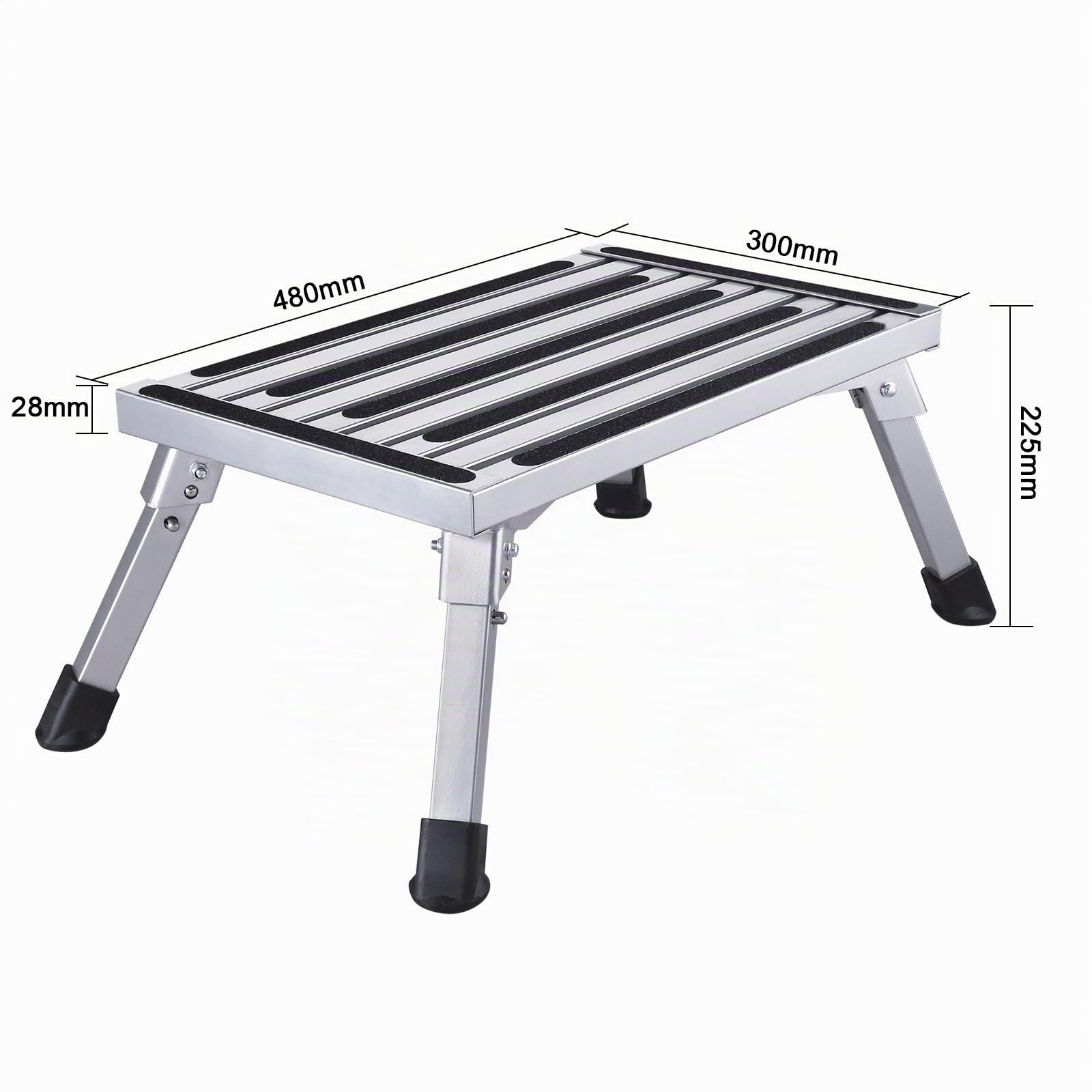 HDM 47x30x23cm Aluminium Klapptritt Trittleiter 1 Stufe Arbeitsplattform Max Belastung 150 kg für Küche,Bad,Camping und mehr, faltbar Hocker Leiter mit Anti-rutsch Matte