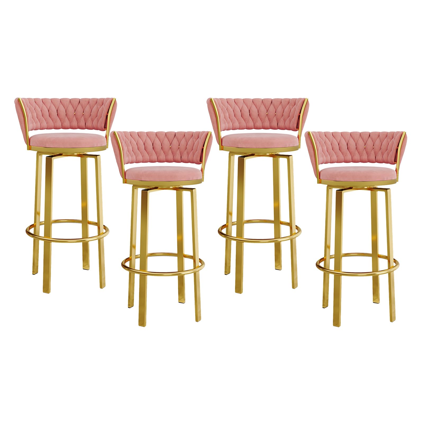 Amazon｜回転バースツール 4 個セット、高さ 65cm モダンなベルベット