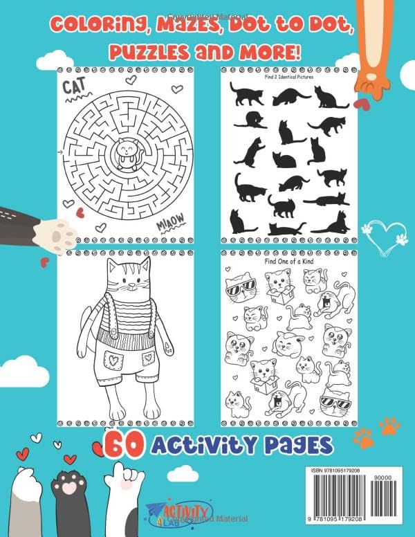 Cat Activity Book for Kids Ages 4-8: Coloring, Mazes, Dot to Dot, Puzzles and More! (60 Activity Pages) - Image 2