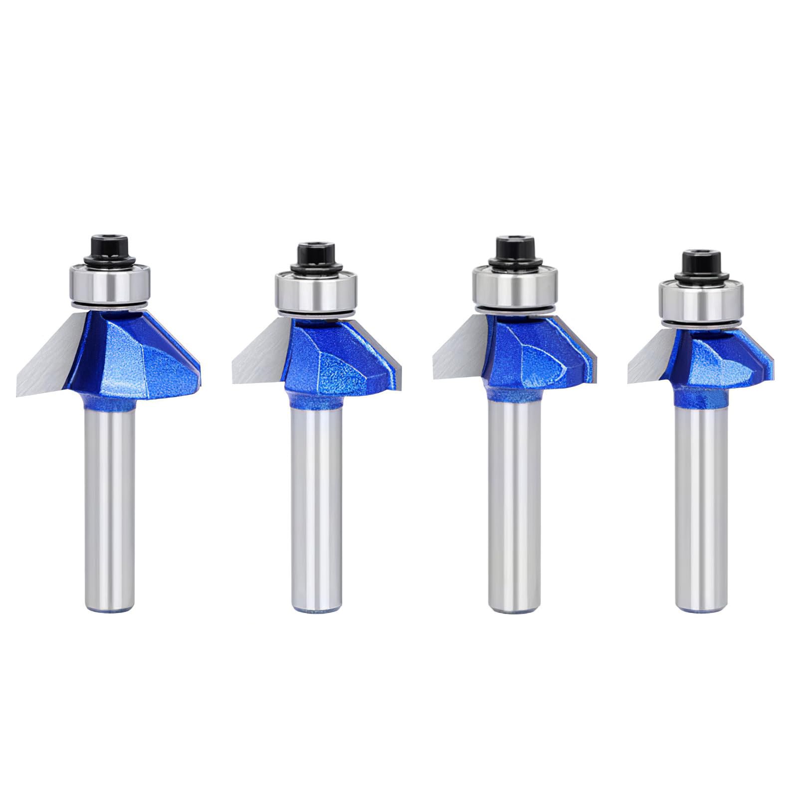 4 Pièces Chanfrein De Tige,45° Fraises À Chanfreiner Avec Poignée De 8mm, Diamètre Du Fraise Defonceuse En Alliage 22/24/26/31mm, Adapté Au Chanfreinage Du Travail Du Bois