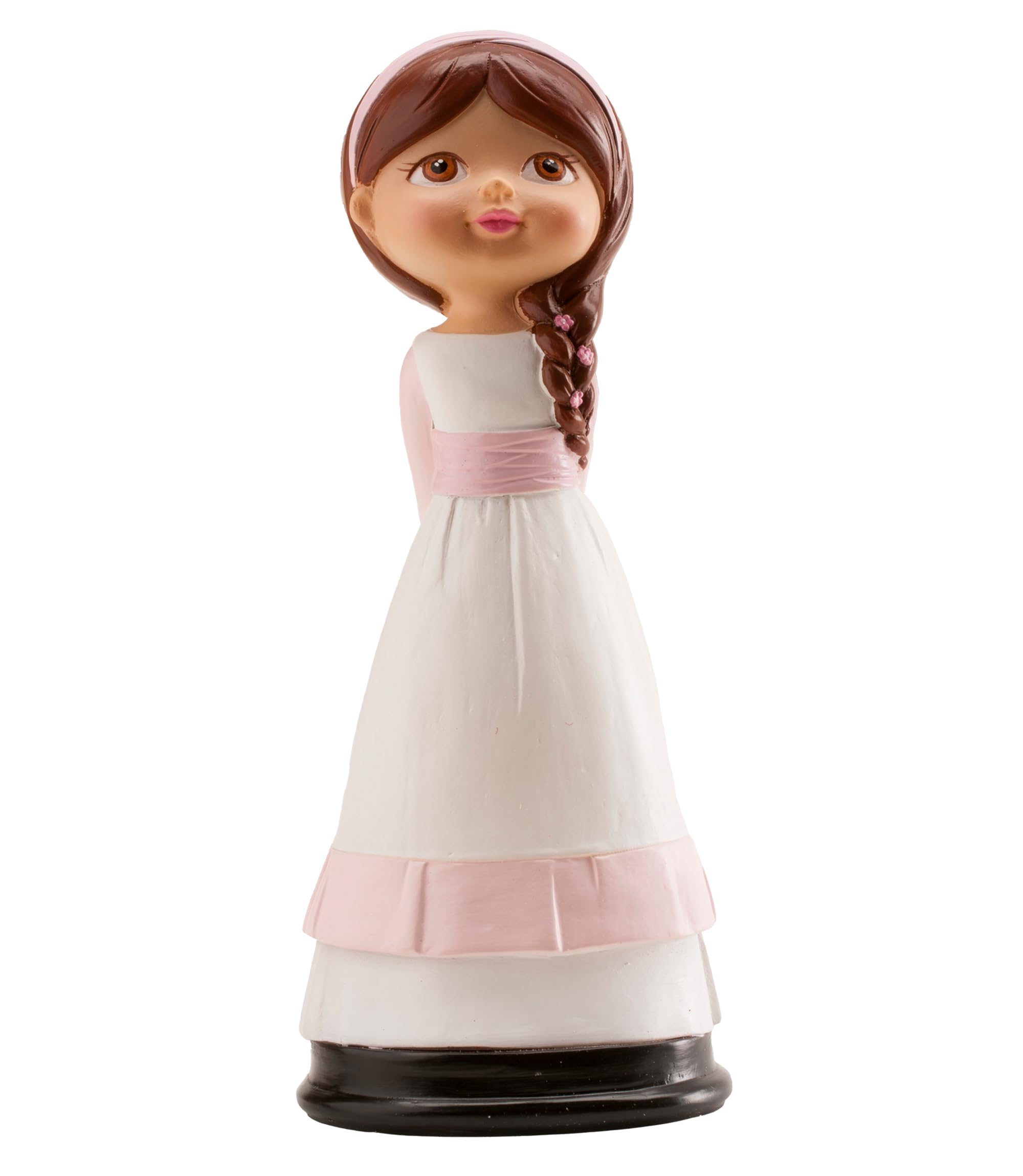 dekora - Dekorative Figur zur Erstkommunion - Mädchen mit Zopf - Aus Kunstharz gefertigt - Kuchendekoration - 15 cm hoch - Originales und detailliertes Design - Lebensmittelecht
