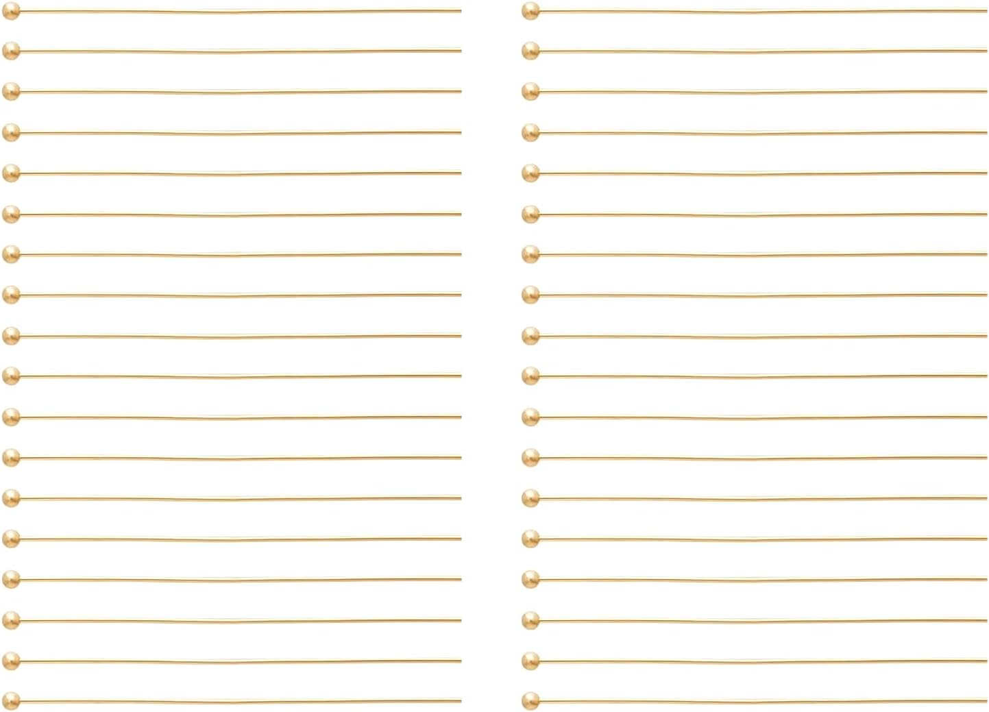 14K Gold Filled Ball Pin Head Pins 24 Gauge Jewelry Finding for Wire Wrapping Jewelry Making Permanent Jewelry (2 inches)