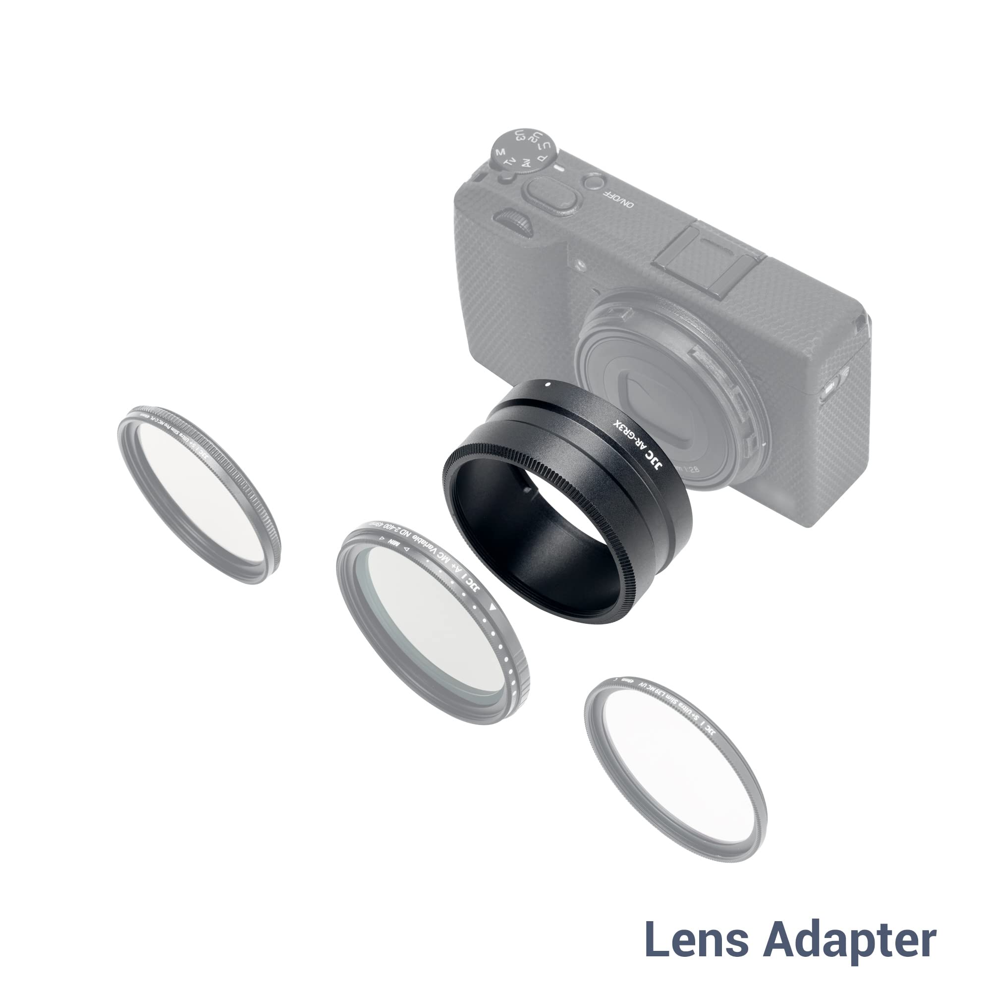 JJC Adattatore obiettivo GA-2 per obiettivo di conversione Tele RICOH GT-2 su fotocamera RICOH GR IIIx, sostituisce l'adattatore obiettivo RIC. GA-2, compatibile con filtro da 49 mm