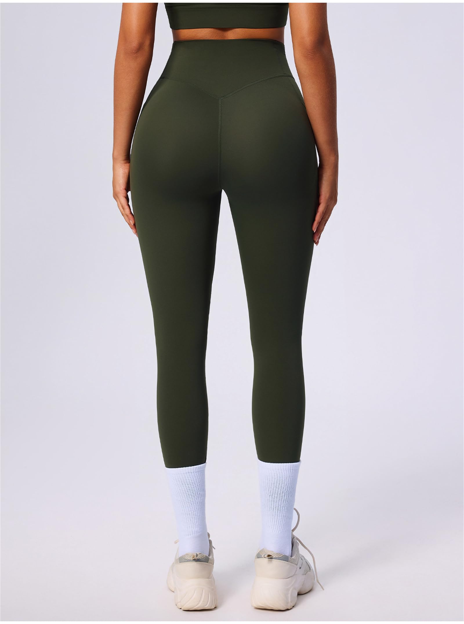 Legging pour femme avec poches - Contrôle du ventre - Noir - Taille haute - Pour entraînement, gym, yoga - Beurre