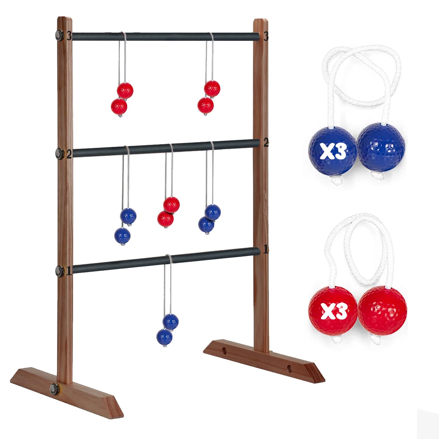 Ladder Toss® | Gioco di Abilità in Legno per Adulti | 1 Scala + 6 Bolas + 1 Custodia Protettiva | Gioco di Lancio | Gioco da Esterno | Palline da Golf | OriginalCorner®