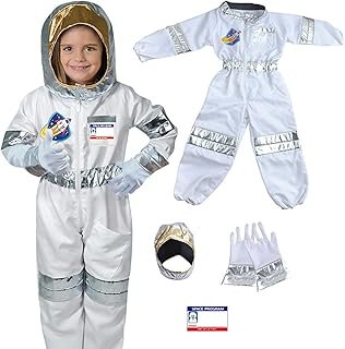 astronauta para crianças - Space Boys traje astronauta - Traje piloto astronauta prateado com luvas e capacete para festas infantis Ming chen